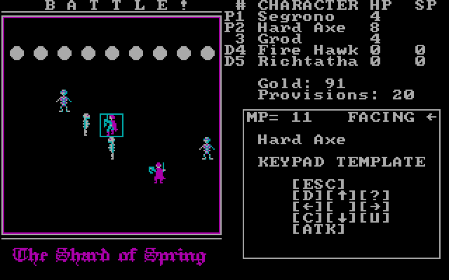Shard of Spring IBM PC/Compatibles Screenshot: Skeletons attacking!
