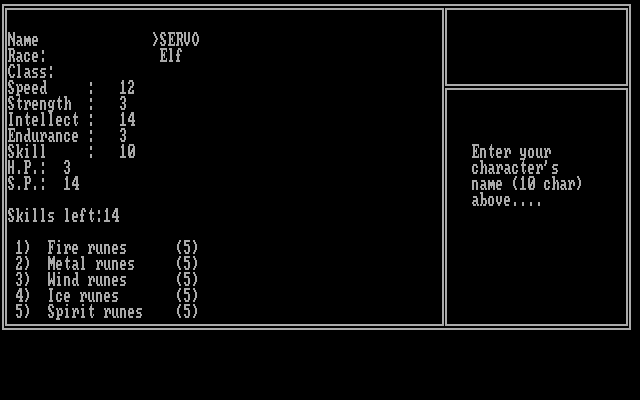 Shard of Spring IBM PC/Compatibles Screenshot: My new character is complete!