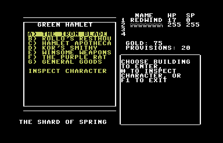Shard of Spring Commodore 64 Screenshot: Entering the town...