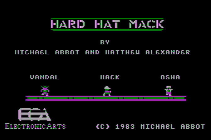 Hard Hat Mack Atari 8-bit Screenshot: Title screen.