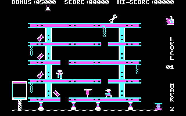 Hard Hat Mack IBM PC/Compatibles Screenshot: Starting the first level.