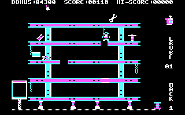 Hard Hat Mack IBM PC/Compatibles Screenshot: I've been hit!