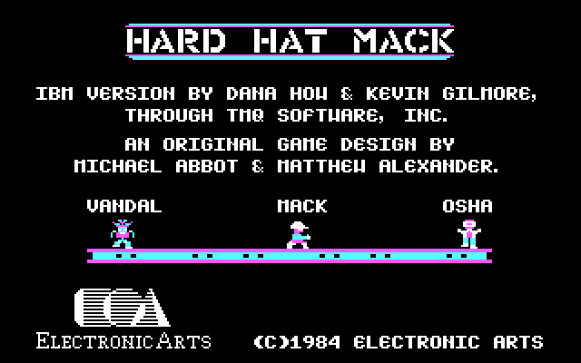 Hard Hat Mack IBM PC/Compatibles Screenshot: Title screen.