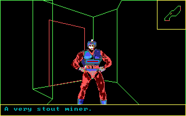 Alien Fires: 2199 AD IBM PC/Compatibles Screenshot: A very stout miner is here.