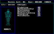 Alien Fires: 2199 AD for IBM PC/Compatibles - My stats menu.