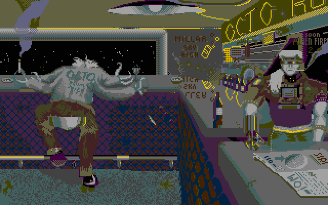 Alien Fires: 2199 AD Atari ST Screenshot: I stumbled across a bar...
