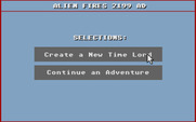 Alien Fires: 2199 AD for Atari ST - Create a new time lord? Or continue a game?