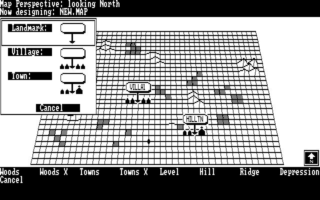 UMS: The Universal Military Simulator IBM PC/Compatibles Screenshot: Adding some towns to my new map.