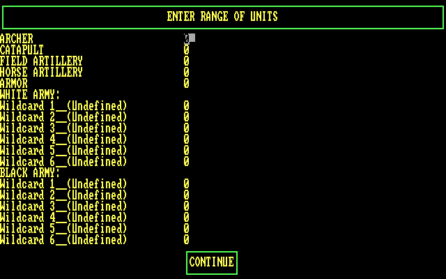 UMS: The Universal Military Simulator IBM PC/Compatibles Screenshot: You can customize the range of units.