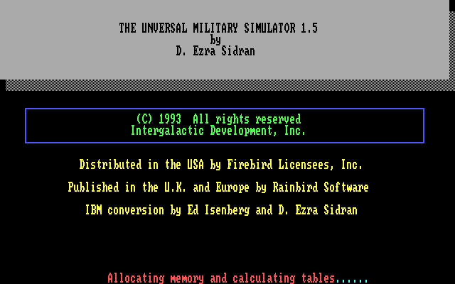 UMS: The Universal Military Simulator IBM PC/Compatibles Screenshot: Title screen.