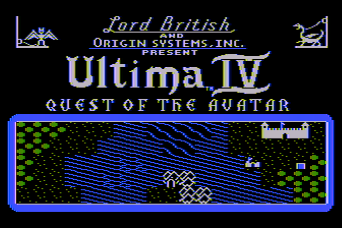 Ultima IV: Quest of the Avatar Atari 8-bit Screenshot: Title screen.
