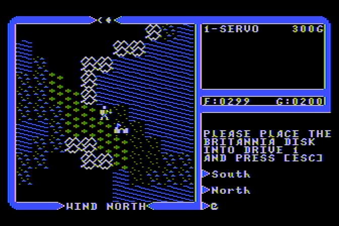 Ultima IV: Quest of the Avatar Atari 8-bit Screenshot: Game start.