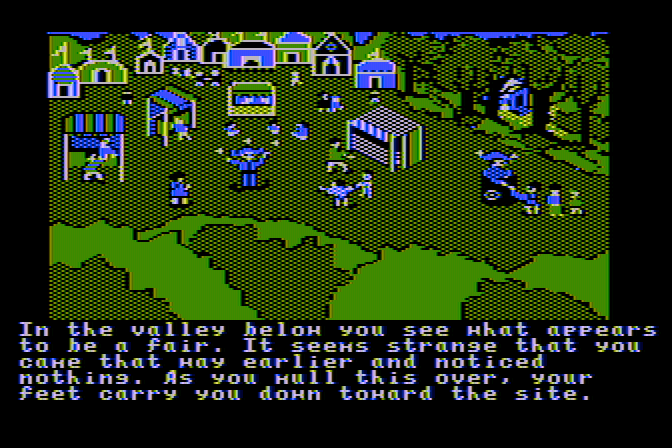 Ultima IV: Quest of the Avatar Atari 8-bit Screenshot: Hmm, there's a fair in the distance...