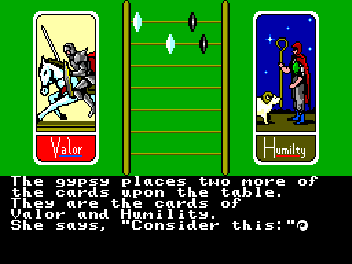 Ultima IV: Quest of the Avatar Sega Master System Screenshot: Time to setup your character...