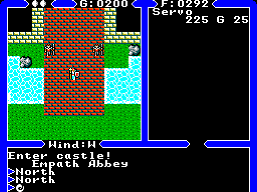Ultima IV: Quest of the Avatar Sega Master System Screenshot: Entering a castle.