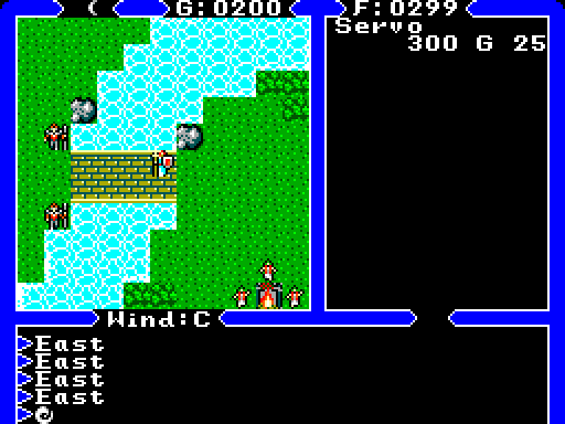 Ultima IV: Quest of the Avatar Sega Master System Screenshot: Crossing a bridge...