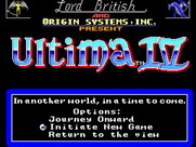 Ultima IV: Quest of the Avatar for Sega Master System - Main menu.