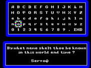 Ultima IV: Quest of the Avatar for Sega Master System - First, enter your name...