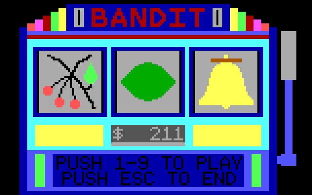 Bandit IBM PC/Compatibles Screenshot: Sometimes you win, other times not so much.