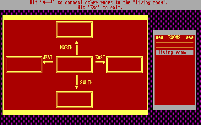 Computer Novel Construction Set IBM PC/Compatibles Screenshot: The layout of the rooms can be adjusted.