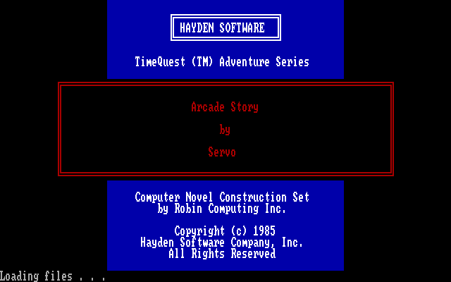 Computer Novel Construction Set IBM PC/Compatibles Screenshot: Starting the story that has been constructed.