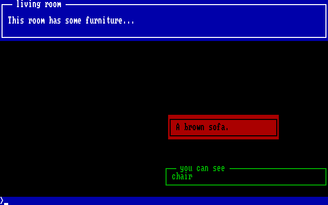 Computer Novel Construction Set IBM PC/Compatibles Screenshot: The simple story I created begins here.