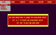 Computer Novel Construction Set for IBM PC/Compatibles - One of the construction menus; here you can add some rooms.