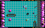 Ballistix for IBM PC/Compatibles - Different rounds have different barriers in the playfield.