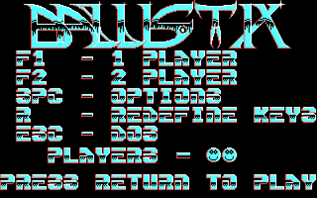 Ballistix IBM PC/Compatibles Screenshot: The main menu.