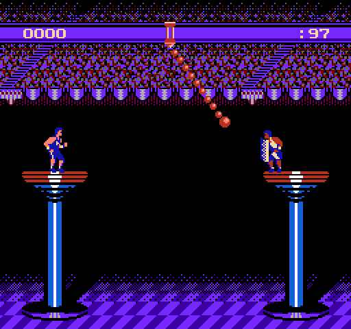 American Gladiators NES / Famicom Screenshot: First, I need to catch that swinging rope...
