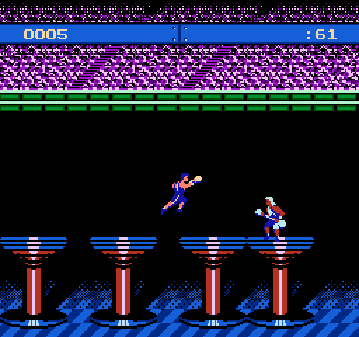 American Gladiators NES / Famicom Screenshot: Leaping towards my next opponent...