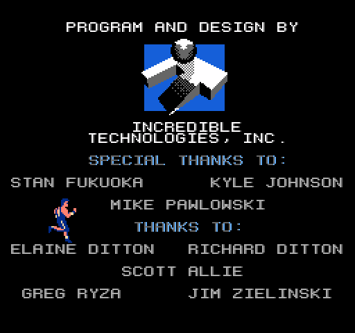 American Gladiators NES / Famicom Screenshot: Credits screen 2.