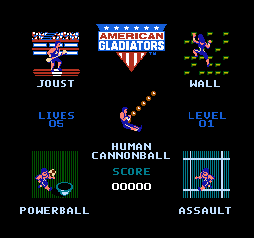 American Gladiators NES / Famicom Screenshot: Select an event.