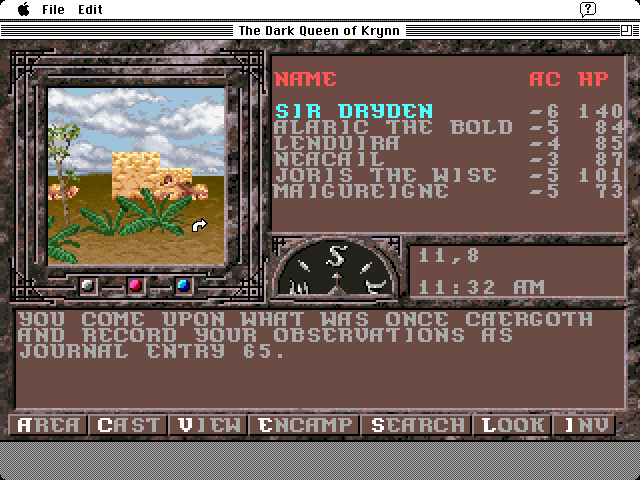 Dark Queen of Krynn, The Macintosh Screenshot: Exploring some ruins.