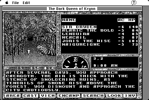 Dark Queen of Krynn, The Macintosh Screenshot: Heading out into the forest.
