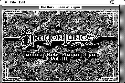 Dark Queen of Krynn, The Macintosh Screenshot: DragonLance title screen.