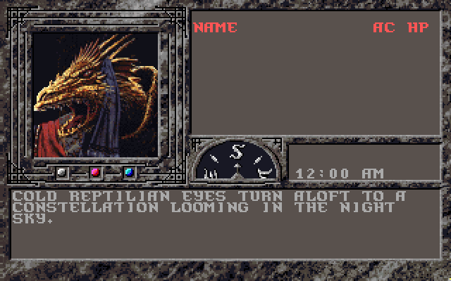 Dark Queen of Krynn, The IBM PC/Compatibles Screenshot: Demo: cold, reptilian eyes provide a warning...
