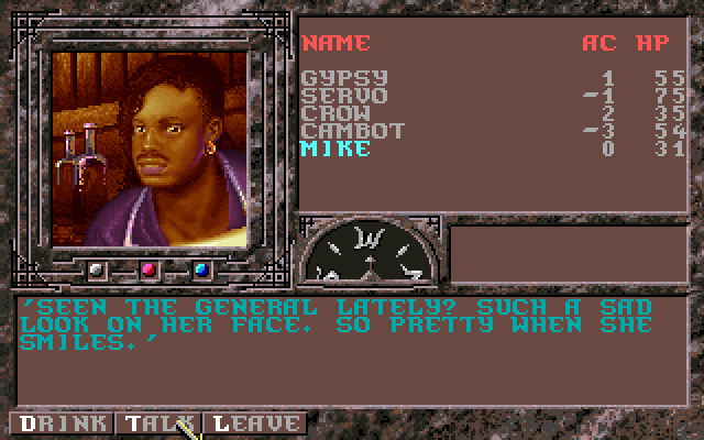 Dark Queen of Krynn, The IBM PC/Compatibles Screenshot: Talk with people at the bar.
