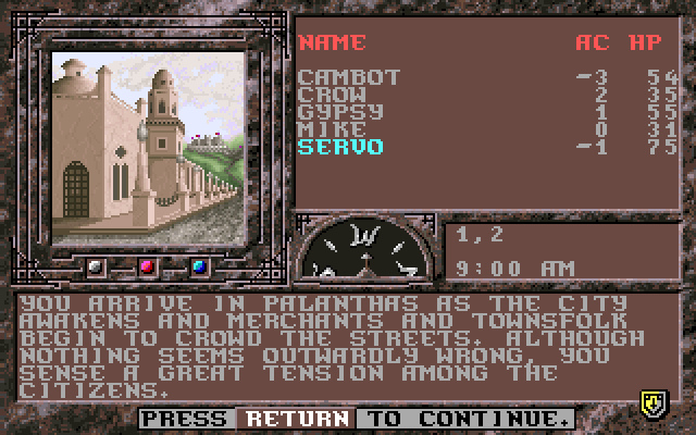 Dark Queen of Krynn, The IBM PC/Compatibles Screenshot: Game start; your adventure begins here!