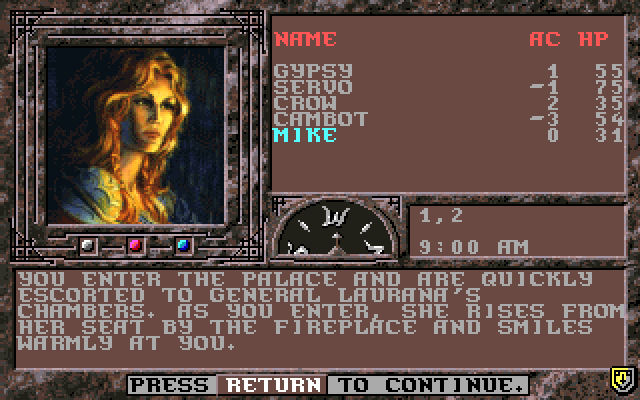 Dark Queen of Krynn, The IBM PC/Compatibles Screenshot: Entering the palace.