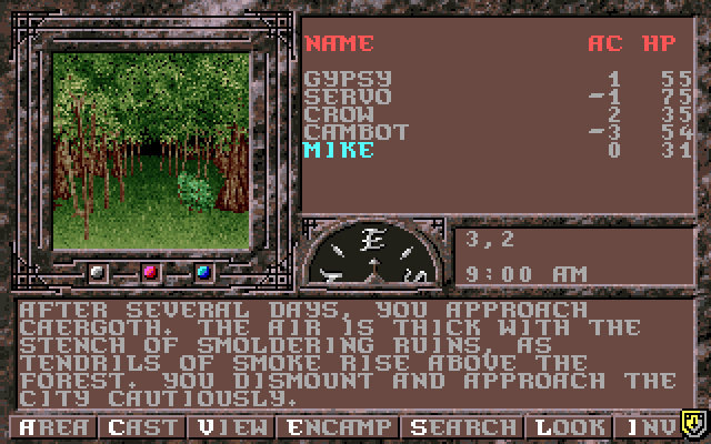 Dark Queen of Krynn, The IBM PC/Compatibles Screenshot: Heading out into the woods.