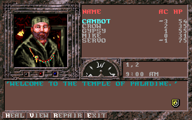 Dark Queen of Krynn, The IBM PC/Compatibles Screenshot: Visiting a temple.