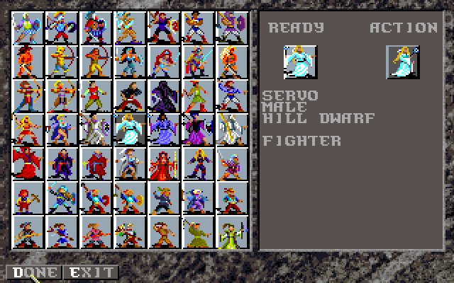 Dark Queen of Krynn, The IBM PC/Compatibles Screenshot: Selecting an avatar for your character.