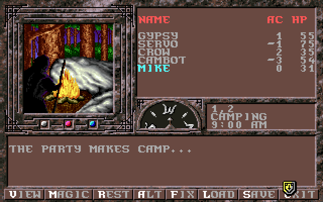 Dark Queen of Krynn, The IBM PC/Compatibles Screenshot: Camping for the night.