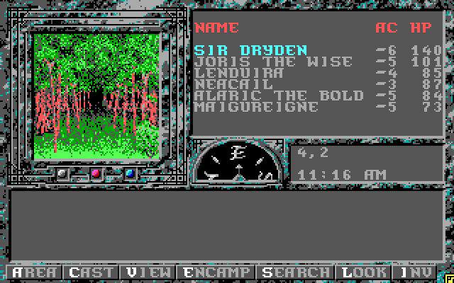 Dark Queen of Krynn, The IBM PC/Compatibles Screenshot: Heading out into the woods.