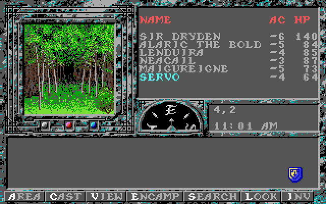 Dark Queen of Krynn, The Amiga Screenshot: Entering a forest.