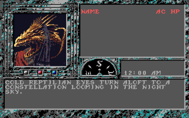 Dark Queen of Krynn, The Amiga Screenshot: Demo: cold, reptilian eyes...