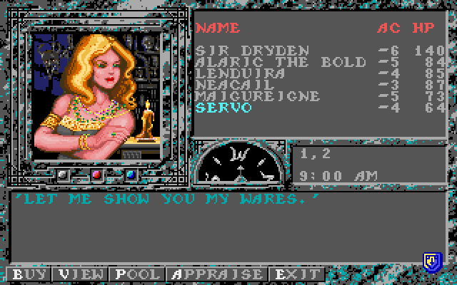 Dark Queen of Krynn, The Amiga Screenshot: Care to buy anything?
