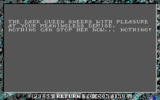Dark Queen of Krynn, The Amiga Screenshot: Game over.