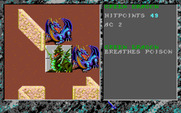 Dark Queen of Krynn, The for Amiga - The green dragon is attacking with poison...